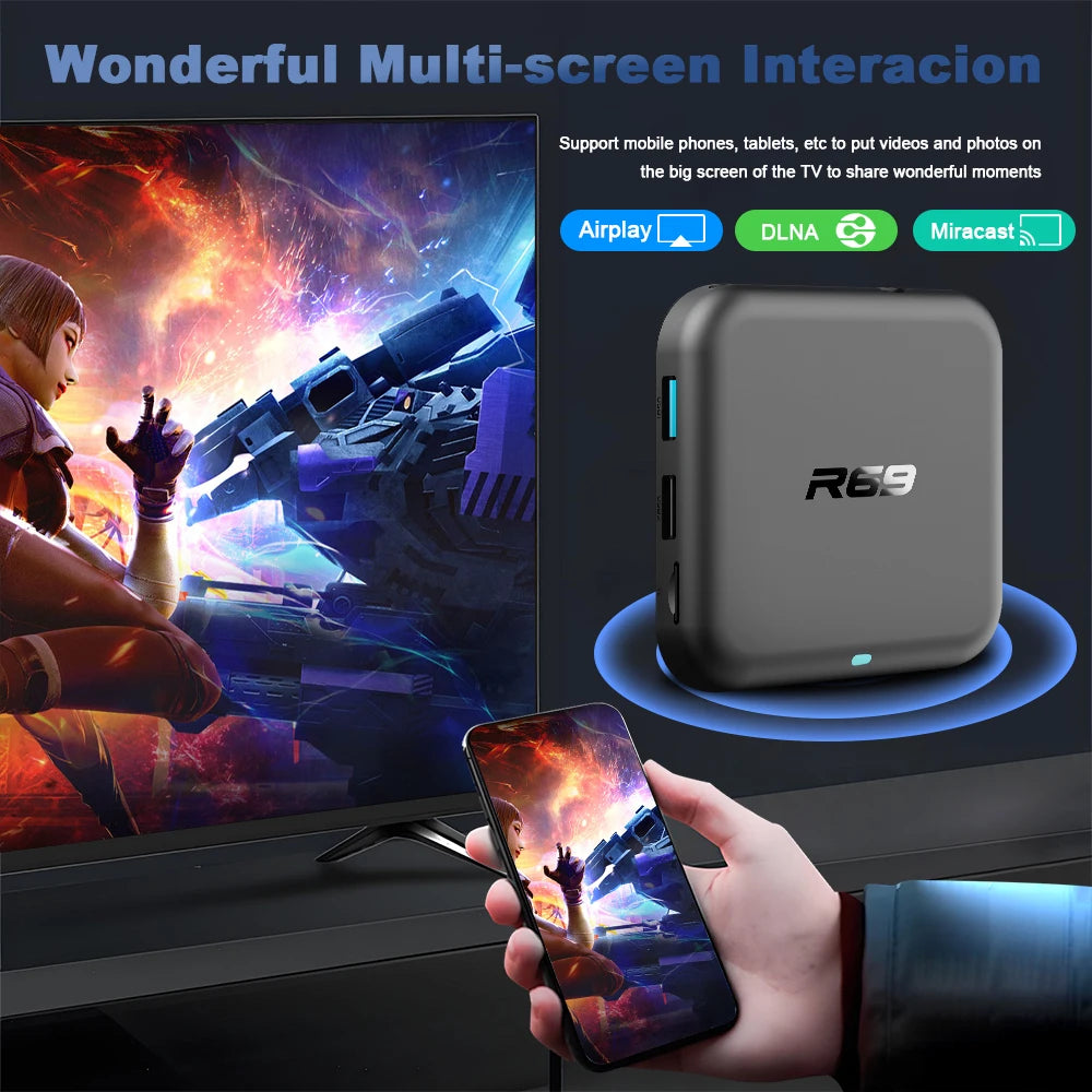 Janmifly R69-1 4K Android TV Box - 6 GB RAM 128 GB ROM 5V 2A