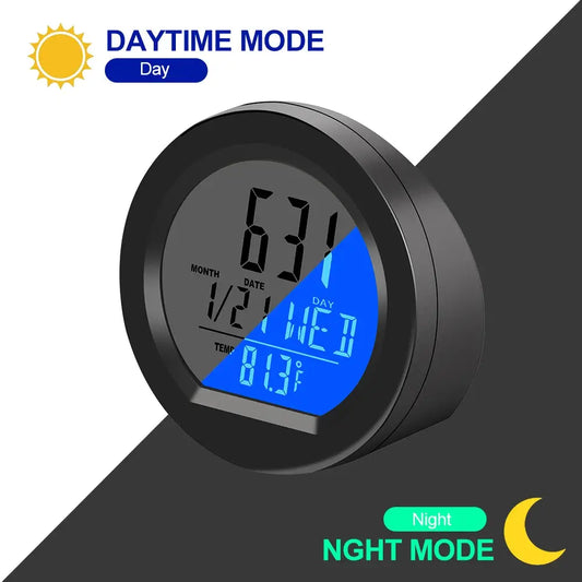 Solar-Auto-Digitaluhr mit Datum, Woche, Thermometer, LCD-Leuchtanzeige für Armaturenbrett, Auto-Uhr, Innenraum-Aufkleber by Golden Bridge Store