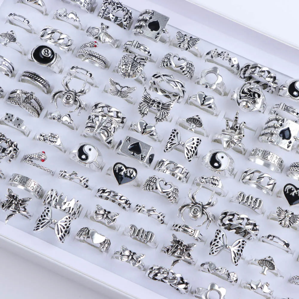 Zhang V Gui Punk Fingerring Set - 10/20/30/50 Stk Zink