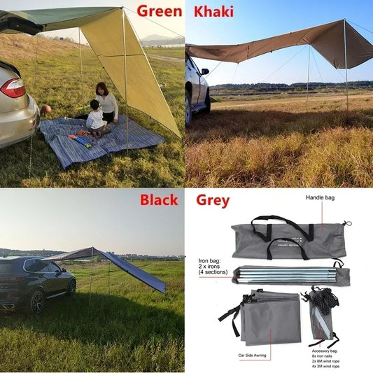 Cort de camping pentru familie, automobile SUV, acoperiș lateral, adăpost solar, mașina, camionul, parasolar, baldachin anti-UV, impermeabil, rezistent la ploaie, copertină auto