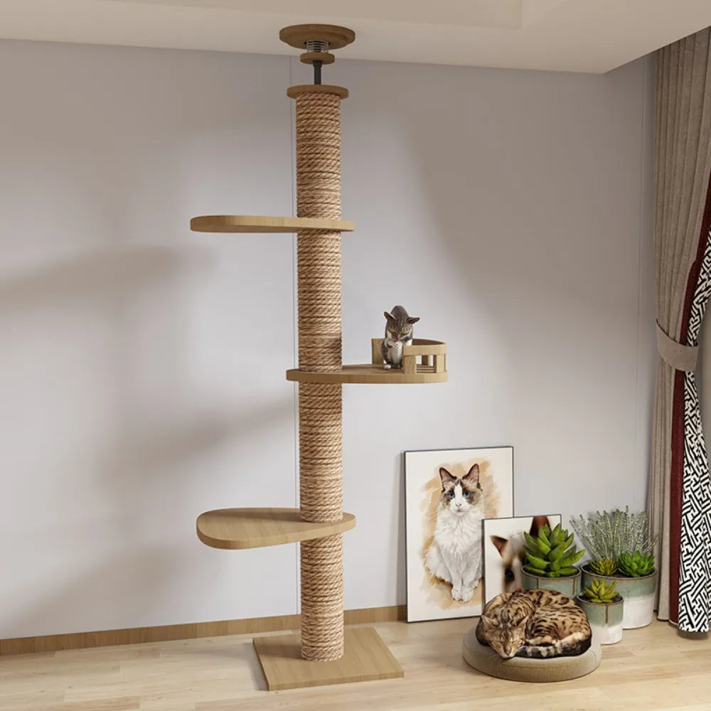 Katzen Zubehör Holz Katzen Baumhaus Katzen Spielzeug Kätzchen Klettern Kratzturm Multifunktion Haustier Möbel Katzen Klettergerüst