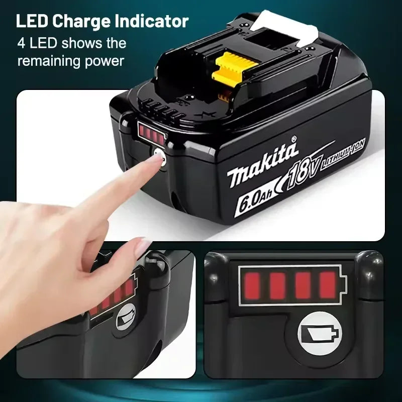 Makita 100% Original 18V Rechargeable Power Tool Battery 6Ah/5Ah/9Ah 18V BL1830 BL1850 BL1840 BL1860，Replaceable LED Lithium-ion
