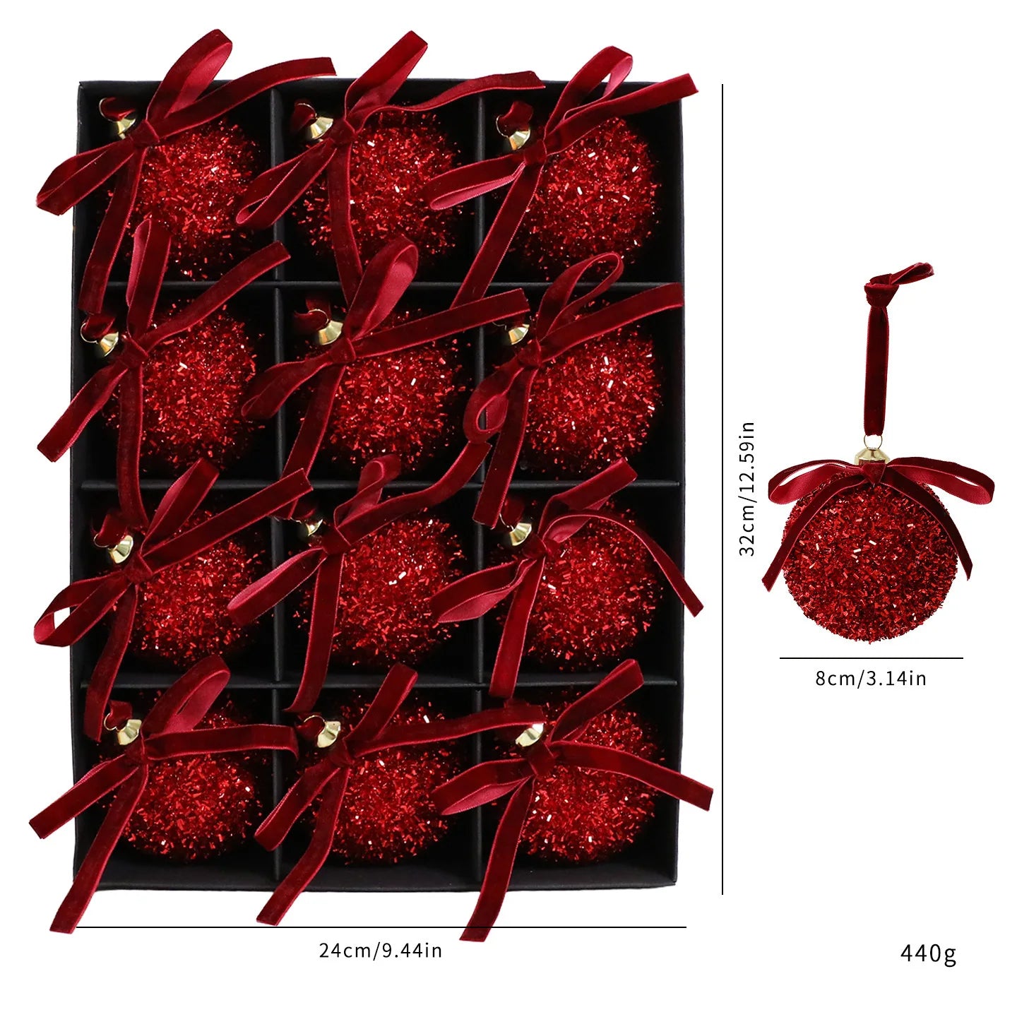 KugelKunst Weihnachtskugeln-Set Glänzend-12er Pack - Durchmesser 4 cm