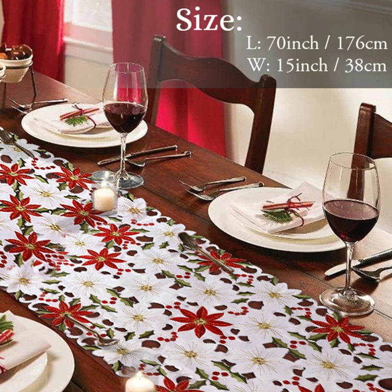 Neutral Table Decorations For Christmas Holly Luxury X Table Embroidered Inch Runner Table Christmas 70 15 Water Tablecloth