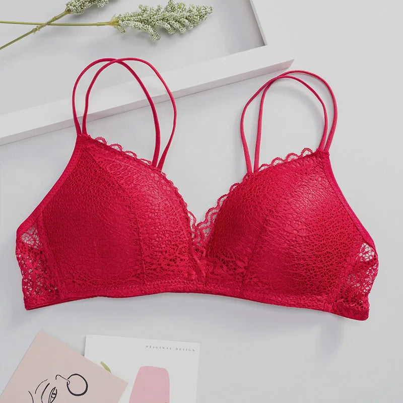 eles Damen Bralette 2025 - Spitzen BH ohne Bügel A/B Cup mit Blumenmuster
