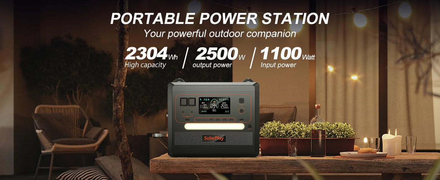 SOLARPLAY Semi-solid State Power Station 2500W 2400W Camping Supplies LiFePO4 Home Battery Portable Power Bank Generator US EU