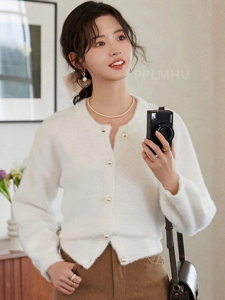 PPLMHUCN Imitationspelzstrickjacke ONeck - Größe M,Plüsch