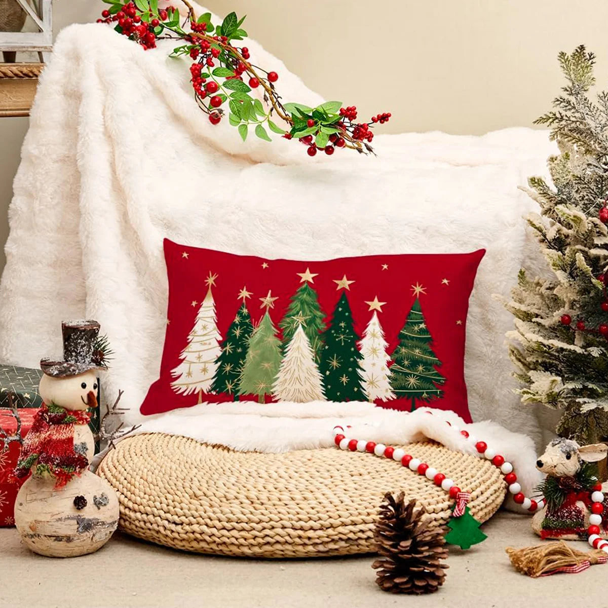 Christmas Pillow Cover Merry Christmas Party Decoration 2025 Xmas Christmas Tree Pillow Cover Navidad Natal New Year Gift 2026