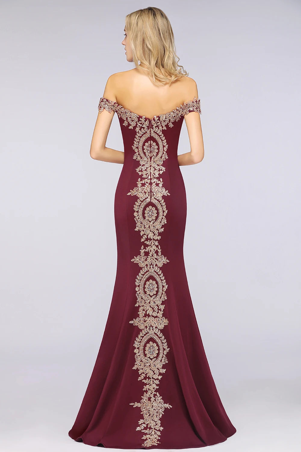 Women Mermaid Bridesmaid Dress For Wedding Party Long Lace Applique Off Shoulder Evening Prom Formal Gowns Floor Length Vestidos