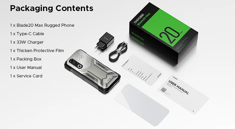 DOOGEE Blade20 Max Großer Akku - 11800mAh, 33W Schnellladung, 6,6 Zoll