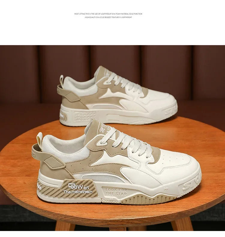 Men's Sneakers Men's Comfortable Platform Shoes 2024 Trend Lace-up Vulcanized Shoes White Casual Sneakers Zapatillas