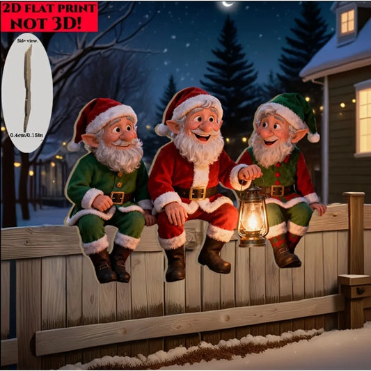2D Christmas Gnome Dwarf Ornament Santa Claus Garden Fence Xmas Decoration Gifts For New Year Decor Noel Natal Party Supplies