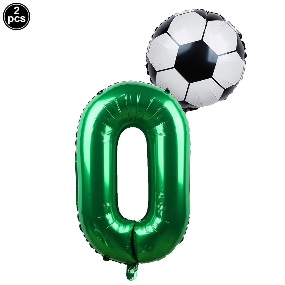 Baloane cu numere de fotbal 2025: Set folie verde 32" - Colecția Sports Party