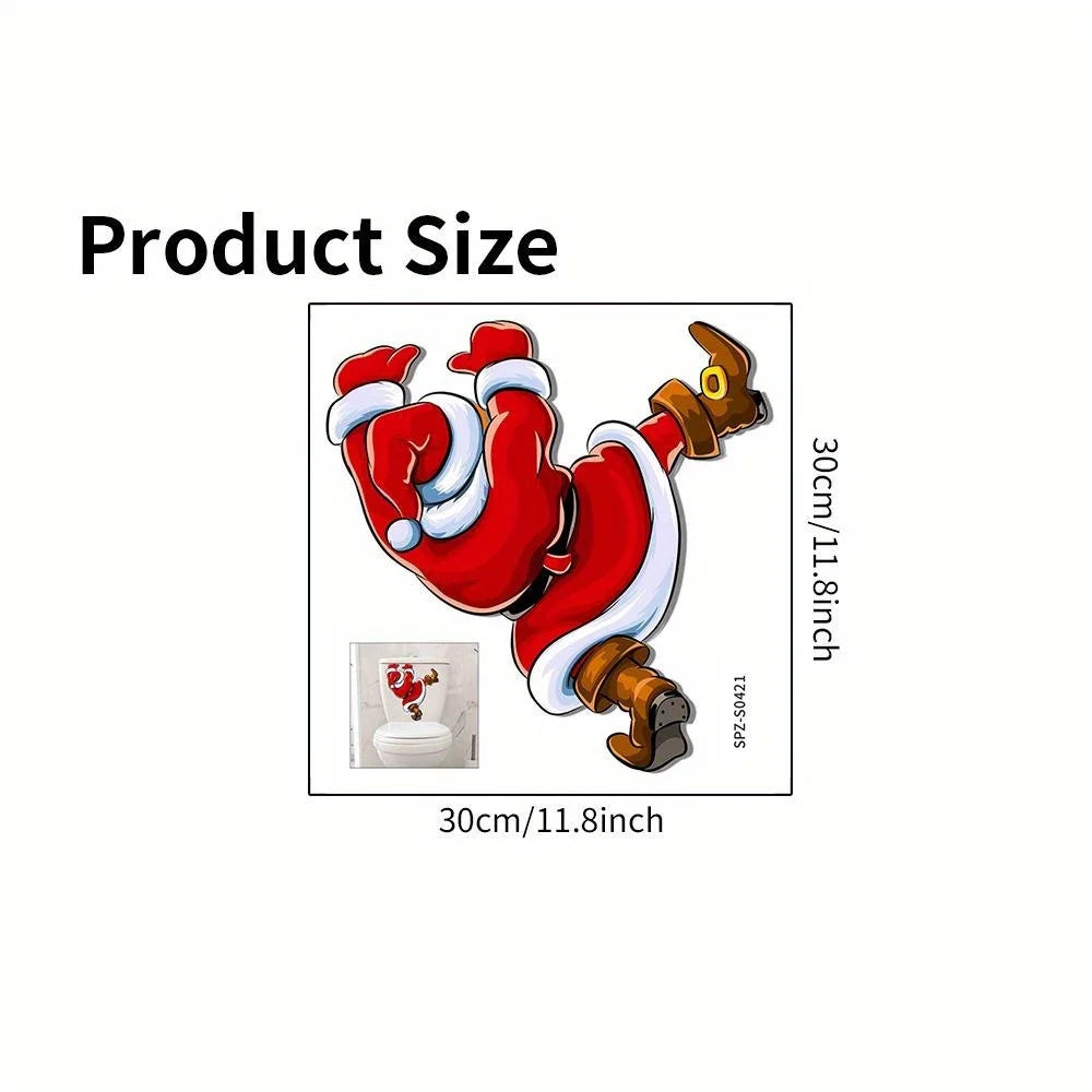 1Pcs Christmas Fun Bathroom Toilet Decoration Self Adhesive Wall Stickers Car Creative Decoration Santa Claus Stickers Wholesale