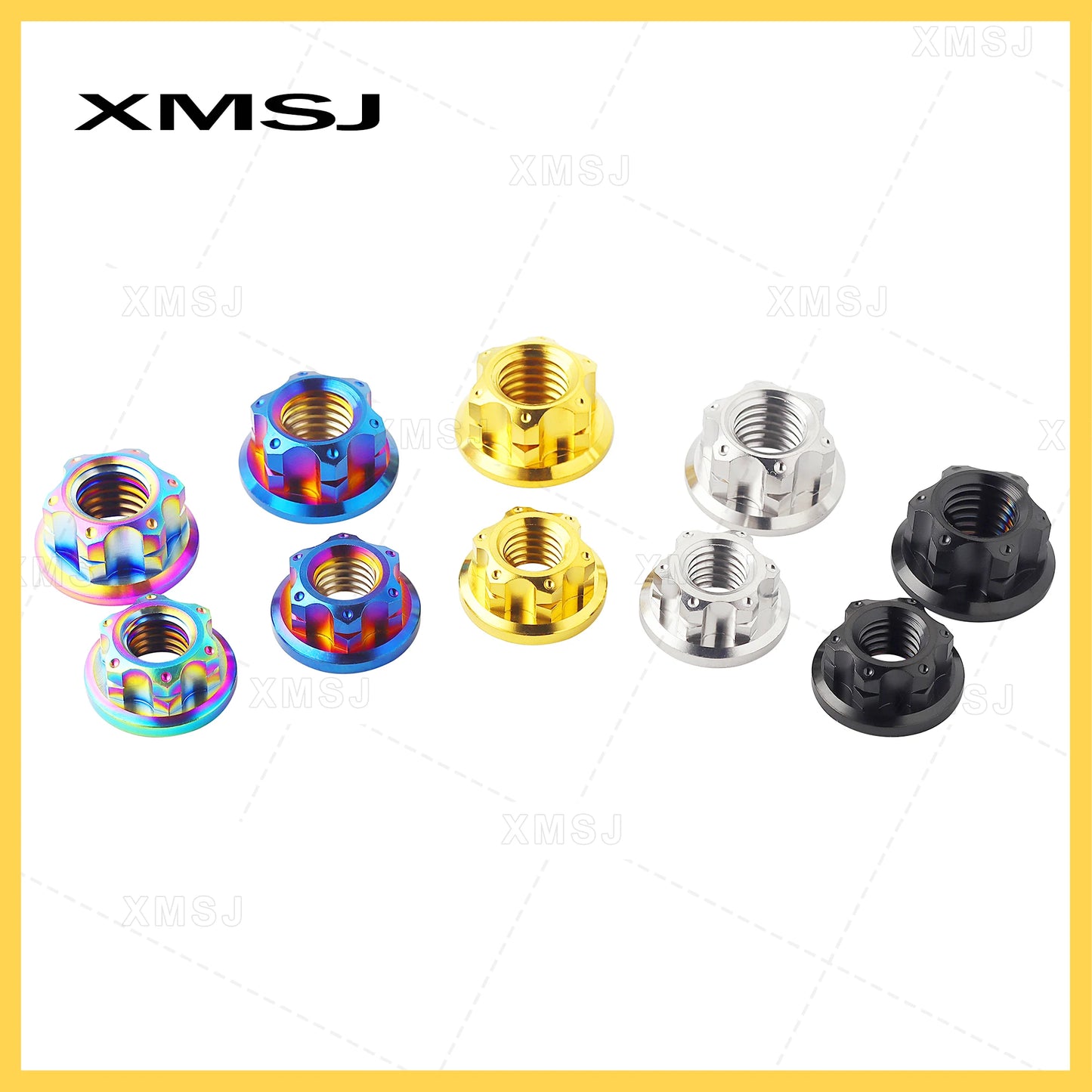 XMSJ Hex Sechseck Flansch Titan Muttern M6 M8 M10 M12 Hinterachse Sperrmutter für Fahrrad Motorrad Titan Befestigung
