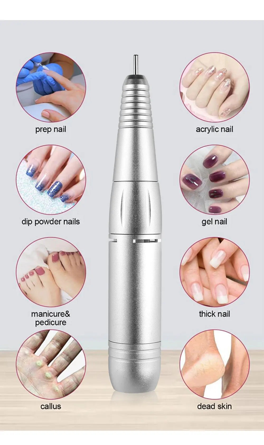 1 buc unghii electrice de gaurit stilou mâner pilă poloneză mașină piesă manichiură pedichiură instrument pentru unghii mașina de găurit accesorii