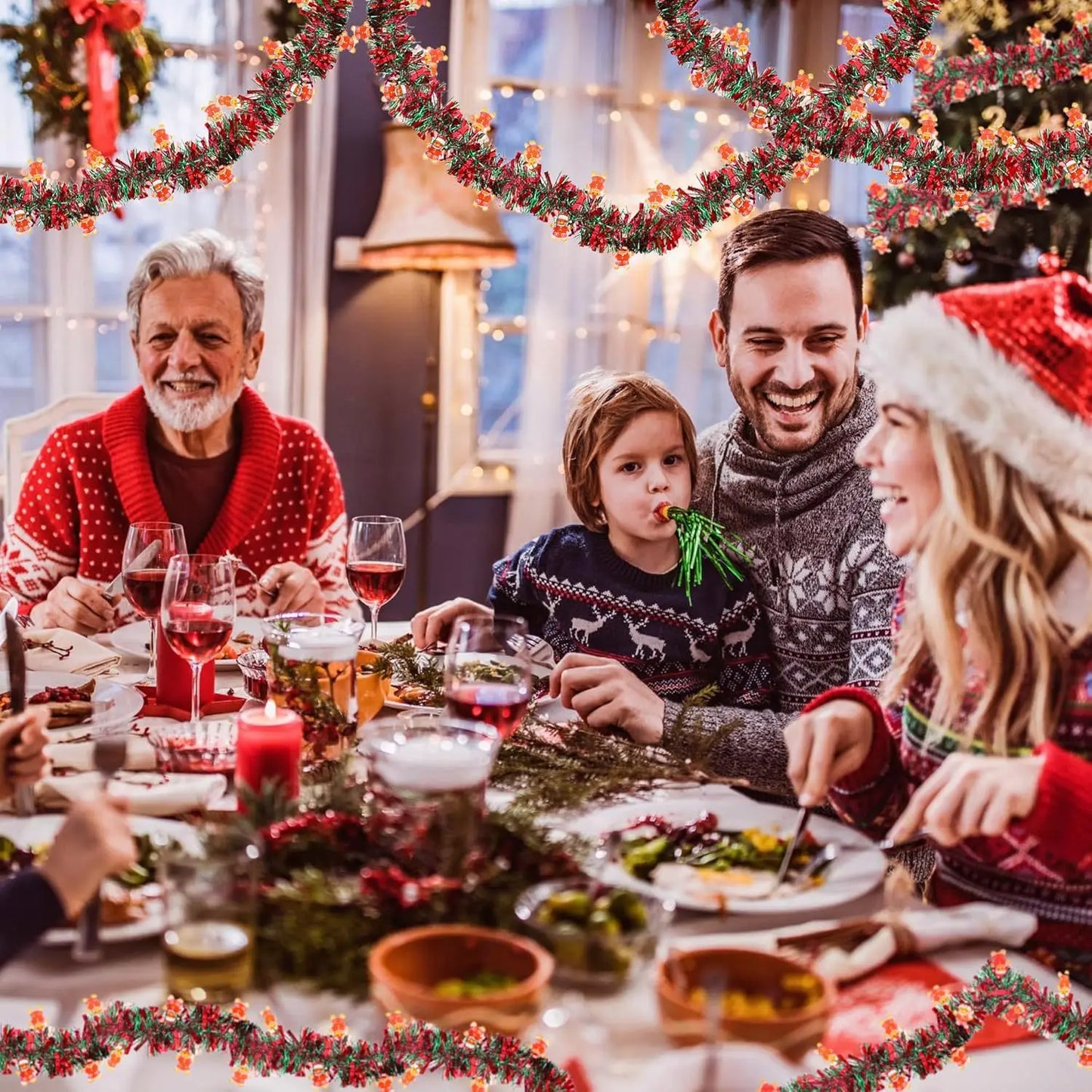 2M Weihnachten Girlande Party Decor DIY Weihnachtsbaum Santa Claus Bänder Kranz Hängen Pendent Weihnachten Party Supplies