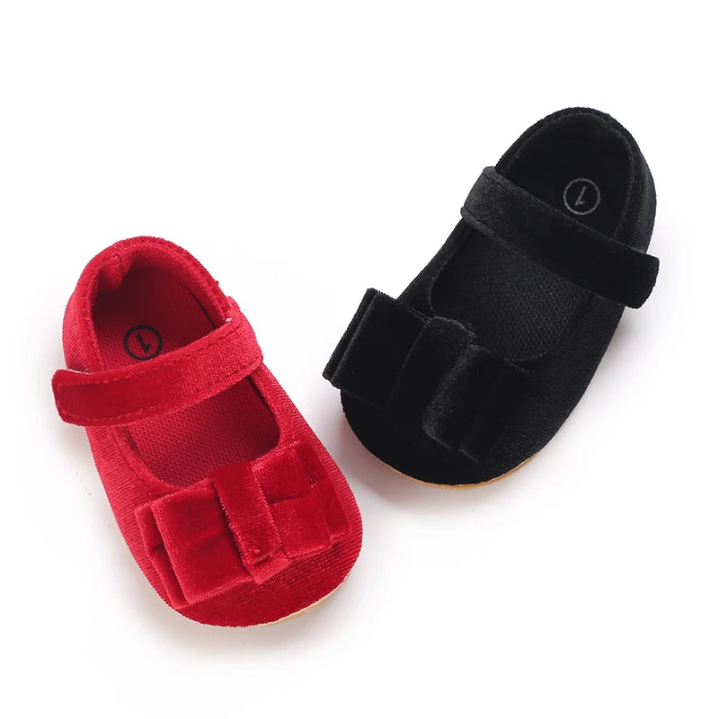 Baby-Prinzessinnen-Schuhe 2025: Velvet-Bow Flat-Shoes - First Step Collection
