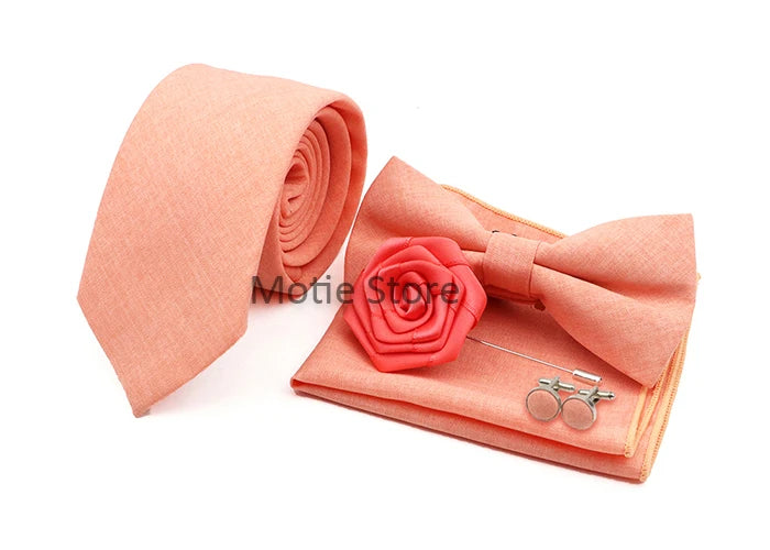 Neues Design 27-farbiger Männer-Accessories-Set: Klassische Baumwoll-Taschentuch, Manschettenknöpfe, Fliege für Hochzeit, Party, Geschenke