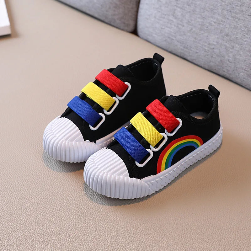 Kinder-Sneaker Jungen Mode Haken-Schuhe Mädchen Rutschfest Casual Studenten Canvas-Schuhe Frühling Herbst Neues Kinder Designer Flats-Schuhe
