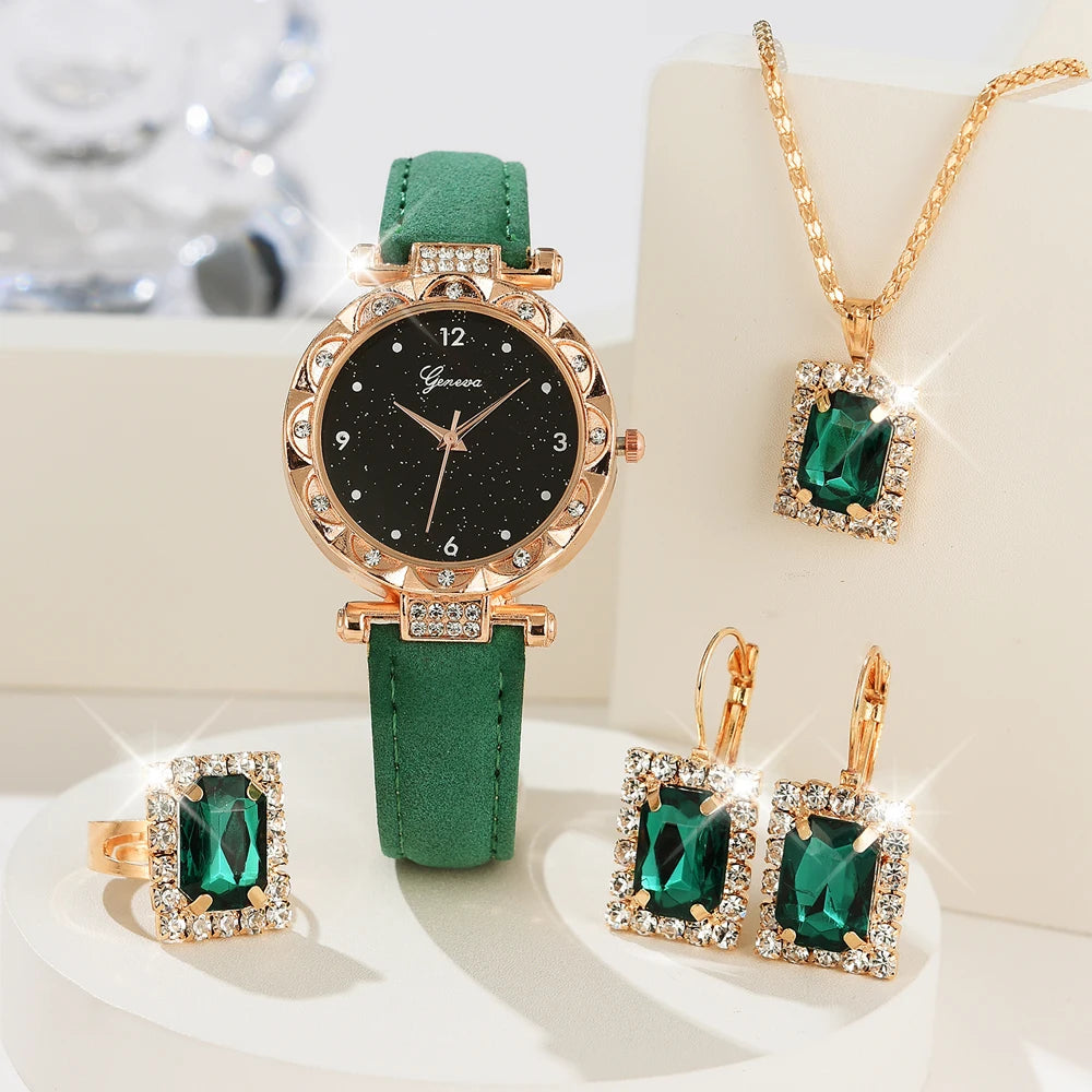 Frauen Uhren 5 Stück Set 2025 - Luxus Strass Frauen Fashion Elegant - Armbanduhr Quarz Uhr Mädchen Armband Geschenk