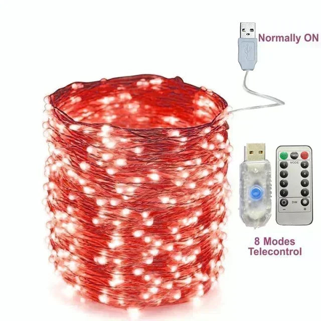 Lampki choinkowe LED OKAL RED EAST USB – długość 5–30 m, 51–100 diod LED, USB 5 V