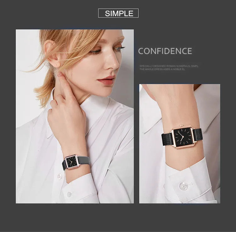Luxuriöse Strass Damenuhren - Top Marke Elegante Quadratische Analog Quarz Uhr - Modische Damenuhr Geschenk