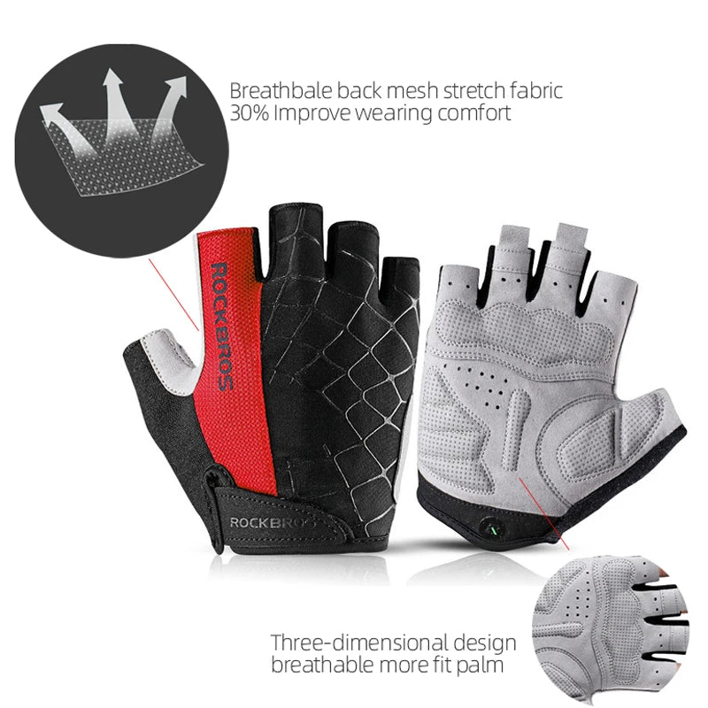 ROCKBROS Radfahren Fahrrad Handschuhe Halb Finger Stoßdämpfend Atmungsaktiv MTB Berg Fahrrad Sport Handschuhe Männer Frauen Radfahren Ausrüstung