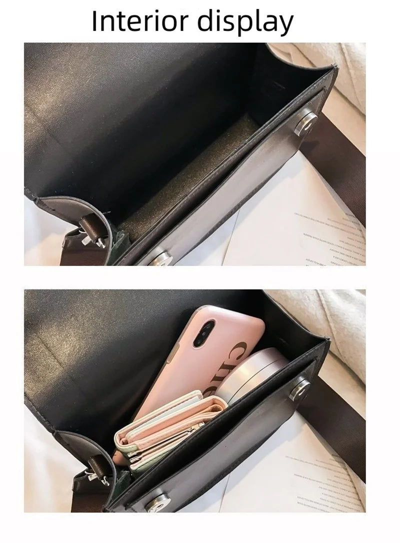 Women's Crossbody Bag New Small Square Bag Trendy Fashion Casual Simple Wide Shoulder Strap Retro One Shoulder Messenger Bag