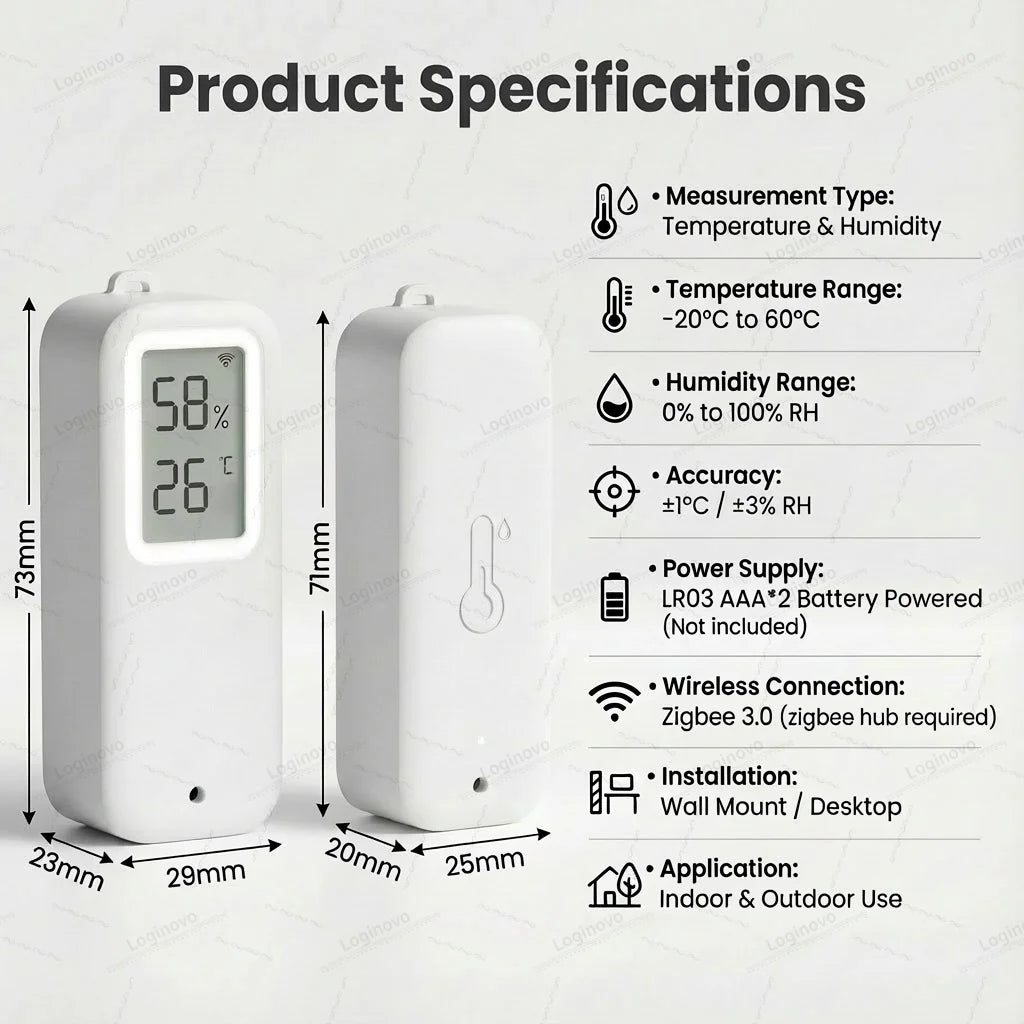 Forubest Zigbee Temperatur-Feuchtigkeitsensor IP65 - LCD LR03