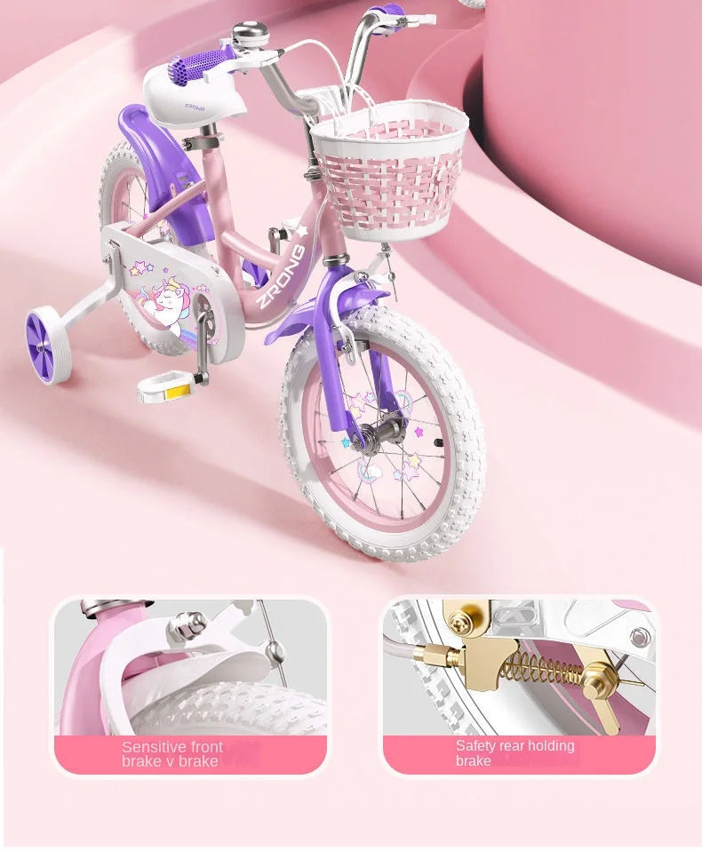 Children's Bicycle Folding Bike Girl 3-6 Years Old 7-10 Baby Foot Pedal Girl Bicycle Road Bik High-carbon Steel Materiale