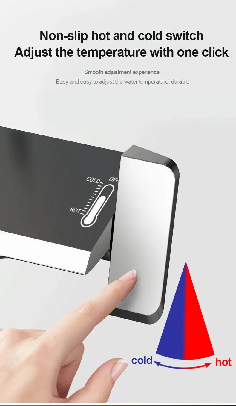 NONEM copper 4-function shower faucet set with digital display and precise temperature control.