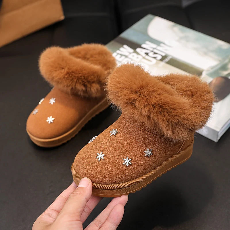 Kinder Winter Schneestiefel für Mädchen Neue klassische Kindermode Baumwollstiefel Outdoor Bequeme Kleinkinder Pelzige Plüsch Stiefeletten