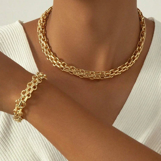 ObegaChoice Goldene Link Kette Punk - Kupfer Metall 50cm