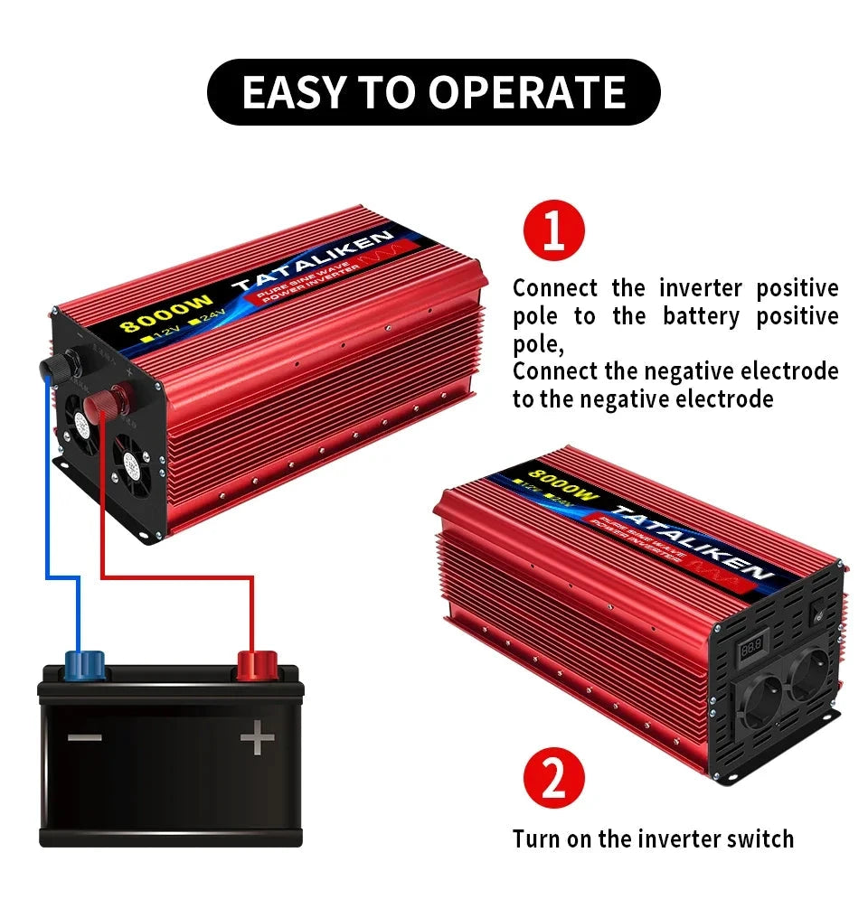 TATALIKEN 3500W Reiner Sinus - Abmessungen Kompakt Eingang 12V Ausgang 220V