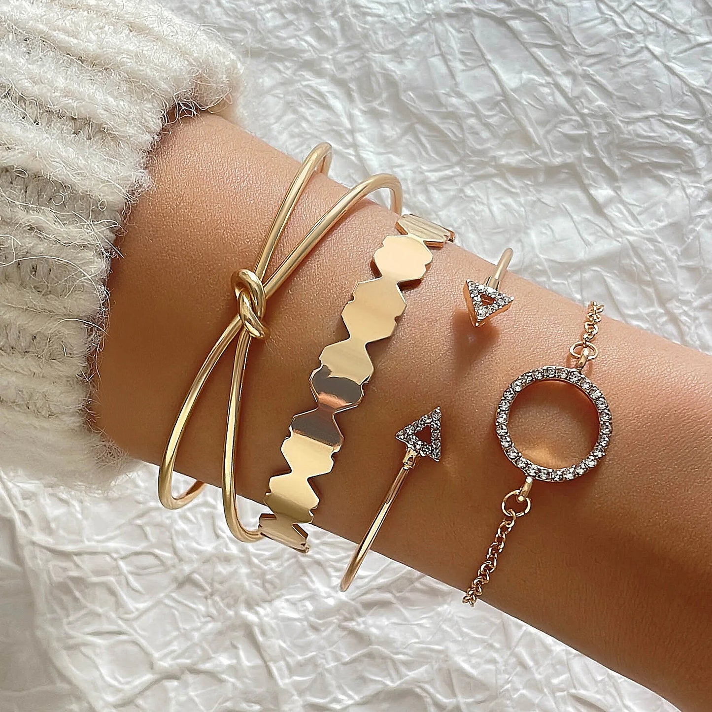 Damen-Armband-Set 2025: 4-teilig Schlangen-Design Grün - Fashion Jewelry Collection