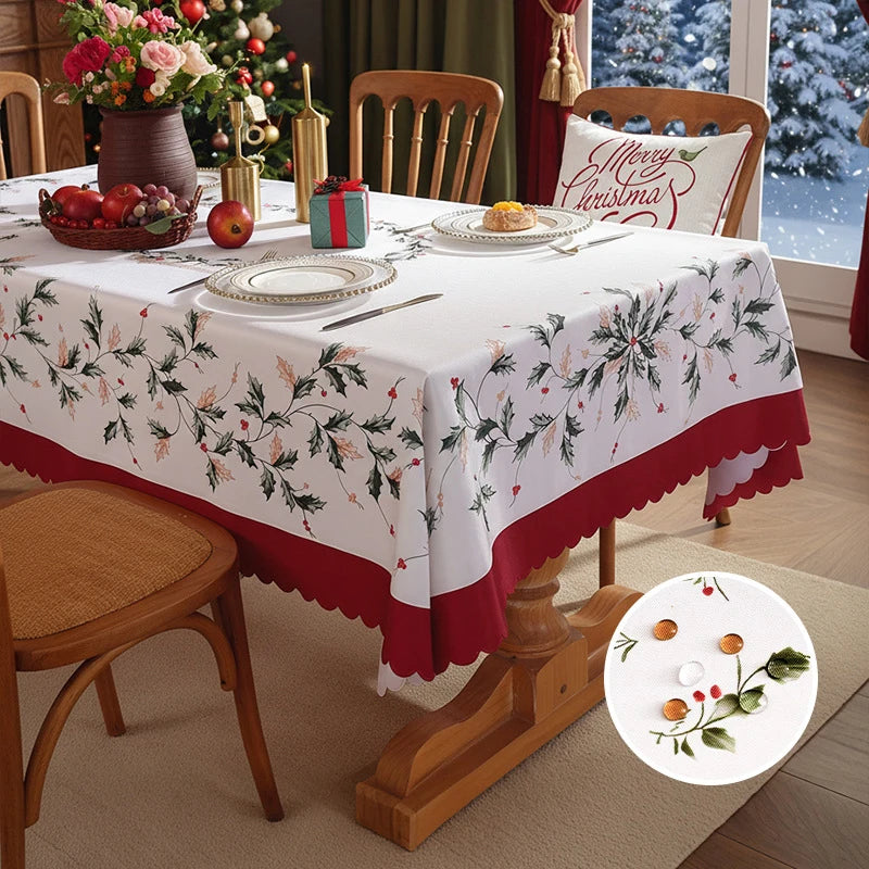 Christmas Rectangle Tablecloth Winter Waterproof Damask Floral Decorative Table Cloths Table Covers For Dinner Parties Holiday