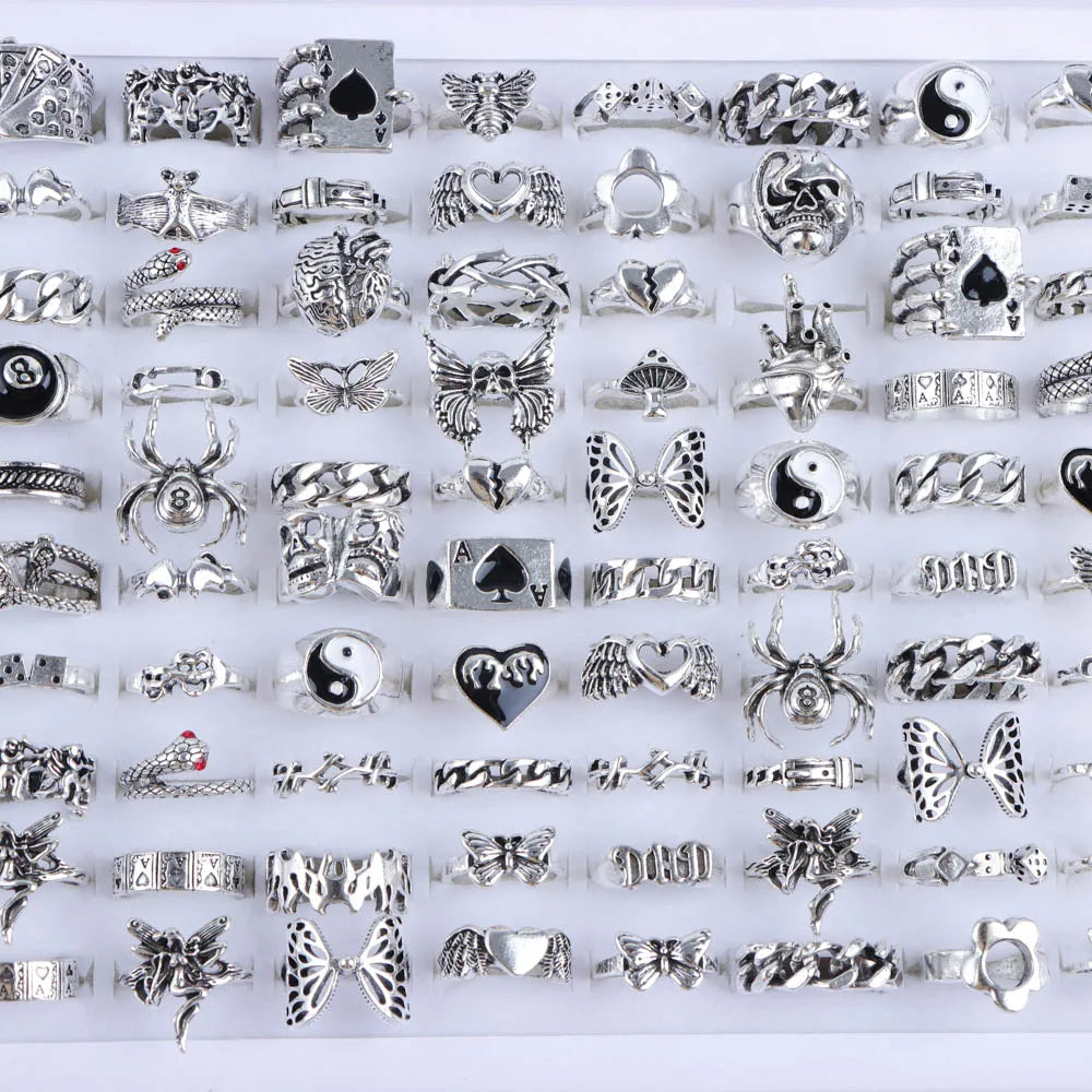 Zhang V Gui Punk Fingerring Set - 10/20/30/50 Stk Zink