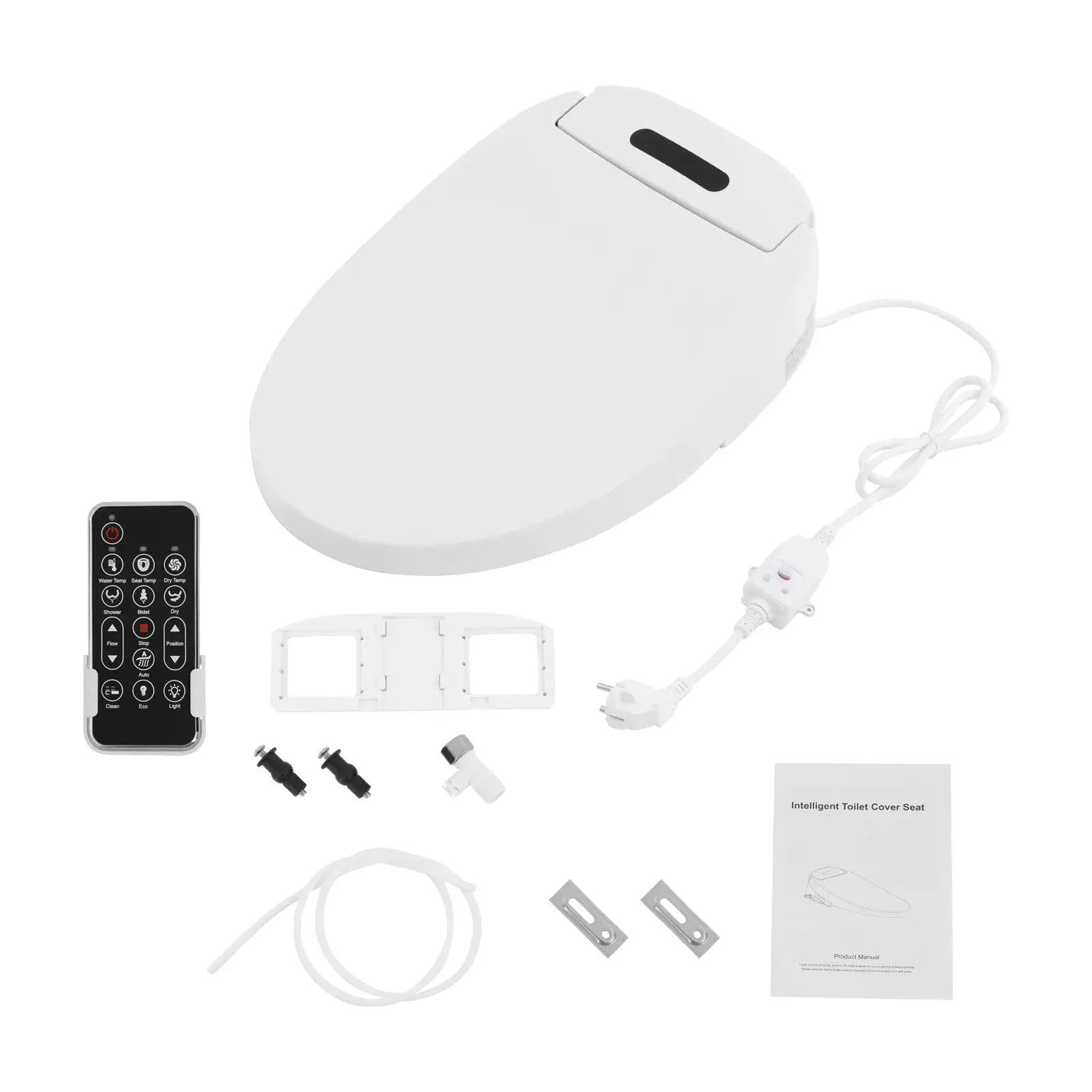 1300W Intelligenter Beheizter Bidet-Toilettensitz, 51cm Elektrischer Toilettendeckel Intelligenter V-Sitz, LED-Licht Fernbedienung/Tasten by Golden Bridge Store