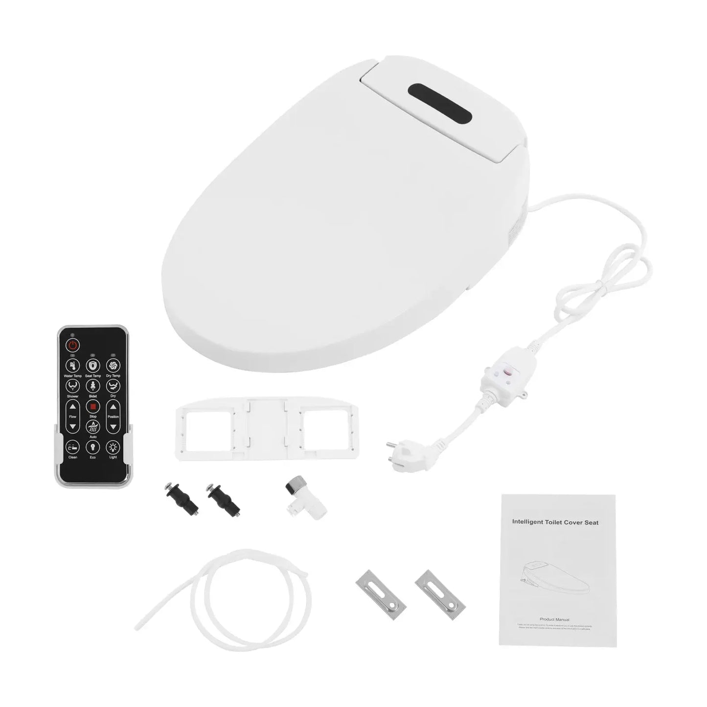 1300W Intelligenter Toilettensitz, 51cm Elektrischer Bidet-Toilettensitz, V-förmiger Beheizter Smart-Toilettensitz mit Fernbedienung & Tasten by Golden Bridge Store