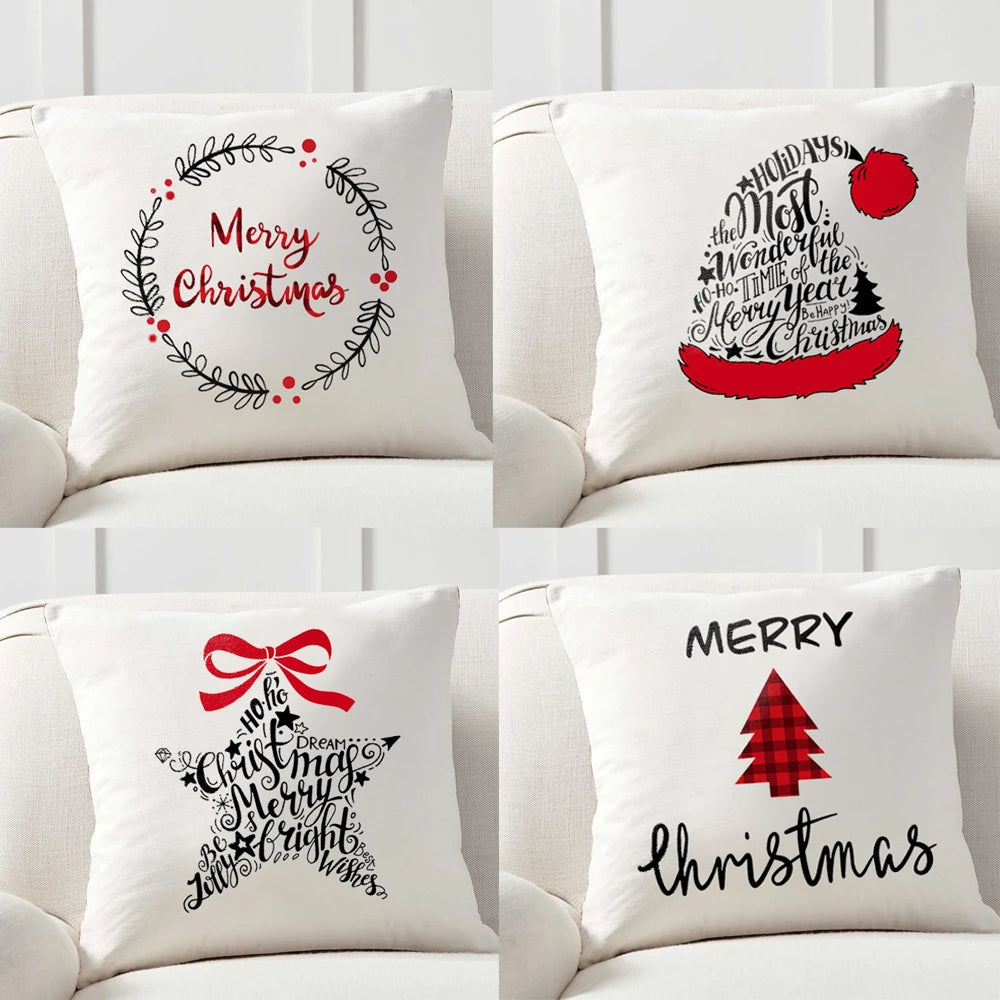 1pc/4pcs 45cm*45cm Christmas Cushion CoverMerry Christmas Decorations for Home 2025 Cristmas Ornaments New Year Gifts