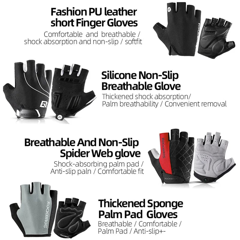 ROCKBROS Radfahren Fahrrad Handschuhe Halb Finger Stoßdämpfend Atmungsaktiv MTB Berg Fahrrad Sport Handschuhe Männer Frauen Radfahren Ausrüstung