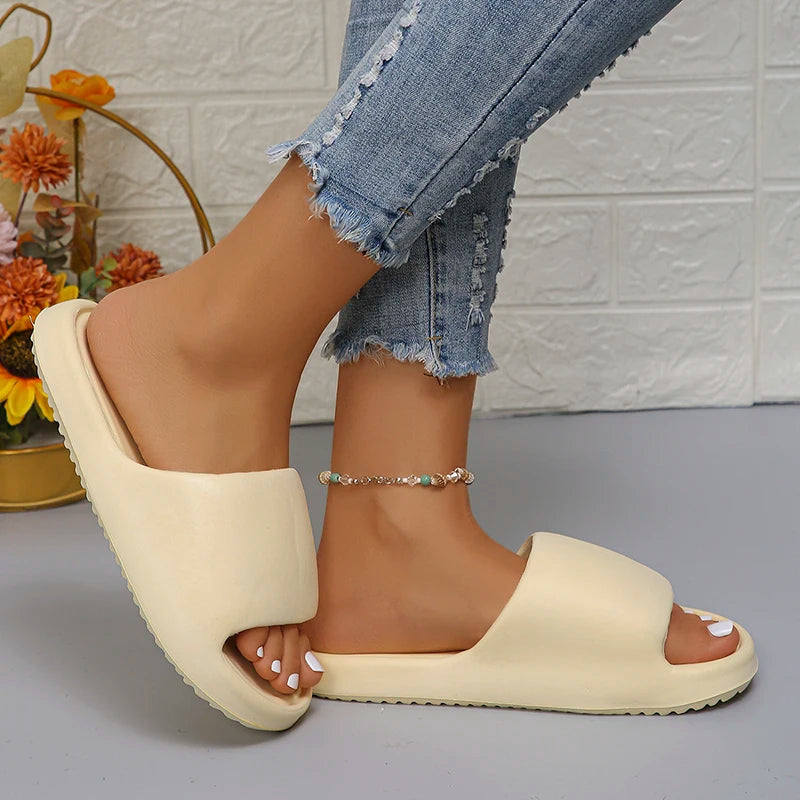 Lucyever 2024 Weich Sohle Eva Hausschuhe für Frauen Leichtgewicht Rutschfest Heim Hausschuhe Frau Sommer Dick Plattform Strand Flip Flops