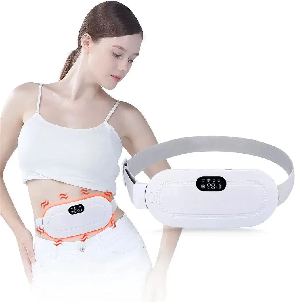 Rechargeable Heating Waist Belt with Digital Display - Vibrating Massager for Period Pain Relief & Women's Menstrual Care