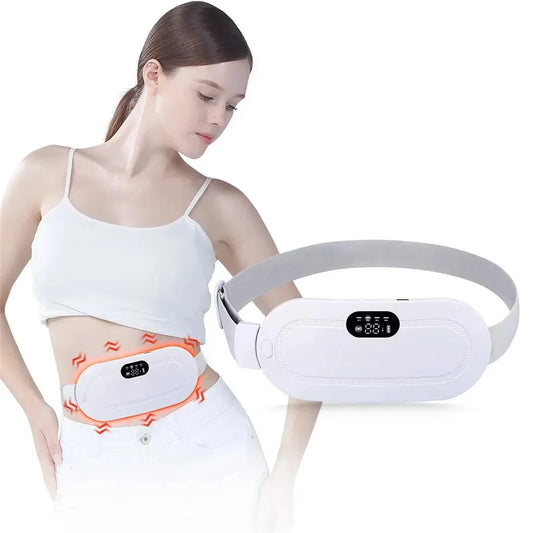 Rechargeable Heating Waist Belt with Digital Display - Vibrating Massager for Period Pain Relief & Women's Menstrual Care