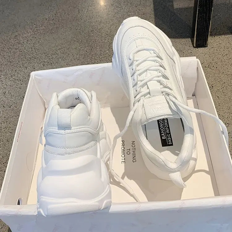 YBQJOO Damen Sneaker Atmungsaktiv - PU 3-5 Cm Plattform