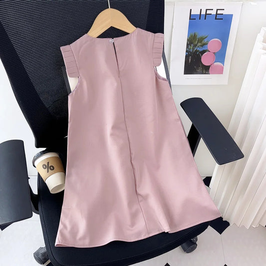 Kids Dresses for Girls 3D White Flower Princess Dress Girls' Pink Clothes Summer New Casual Vest Dress Flower Girl Dresses