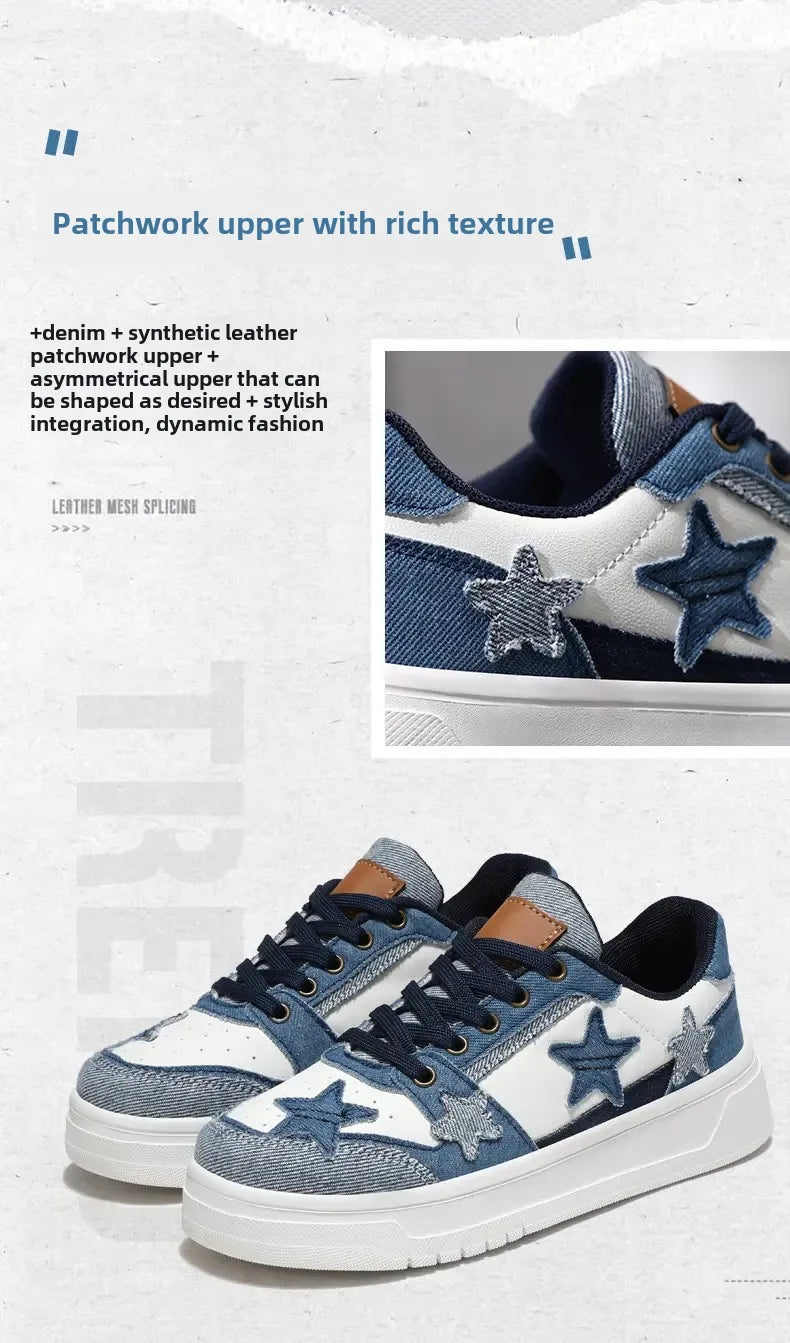 Men's Sneakers Fashion Star Skate Shoes Punk Hip Hop Style Student Sports 2 Summer All-match Non-slip Booster Casual Shoes