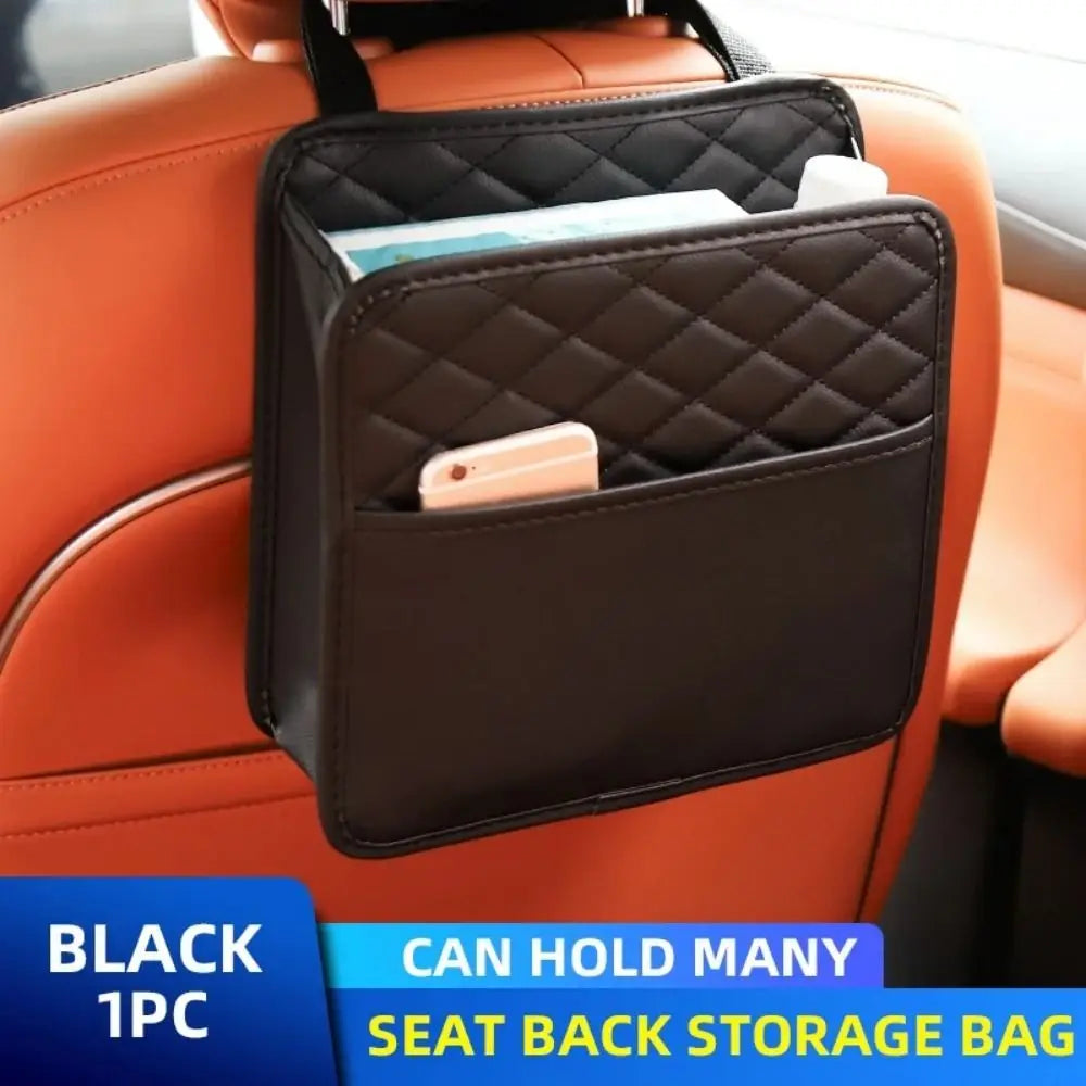 Leather Car Backseat Storage Bag Multifunctional Adjustable Backseat Large Capacity Pocket Protector Seat Back