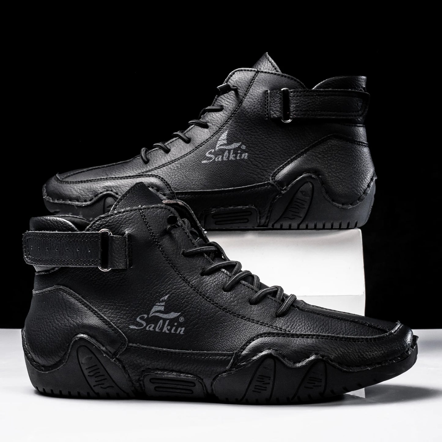 AbfuberCN Stiefeletten Handgefertigte Outdoor Lederschuhe - Größe EU, Obermaterial Leder, Schnürverschluss